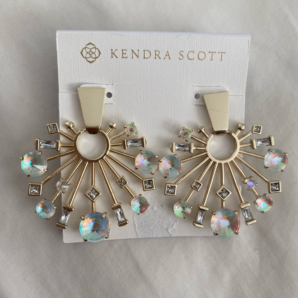 Kendra Scott Fabia small statement earrings - gold and dichroic